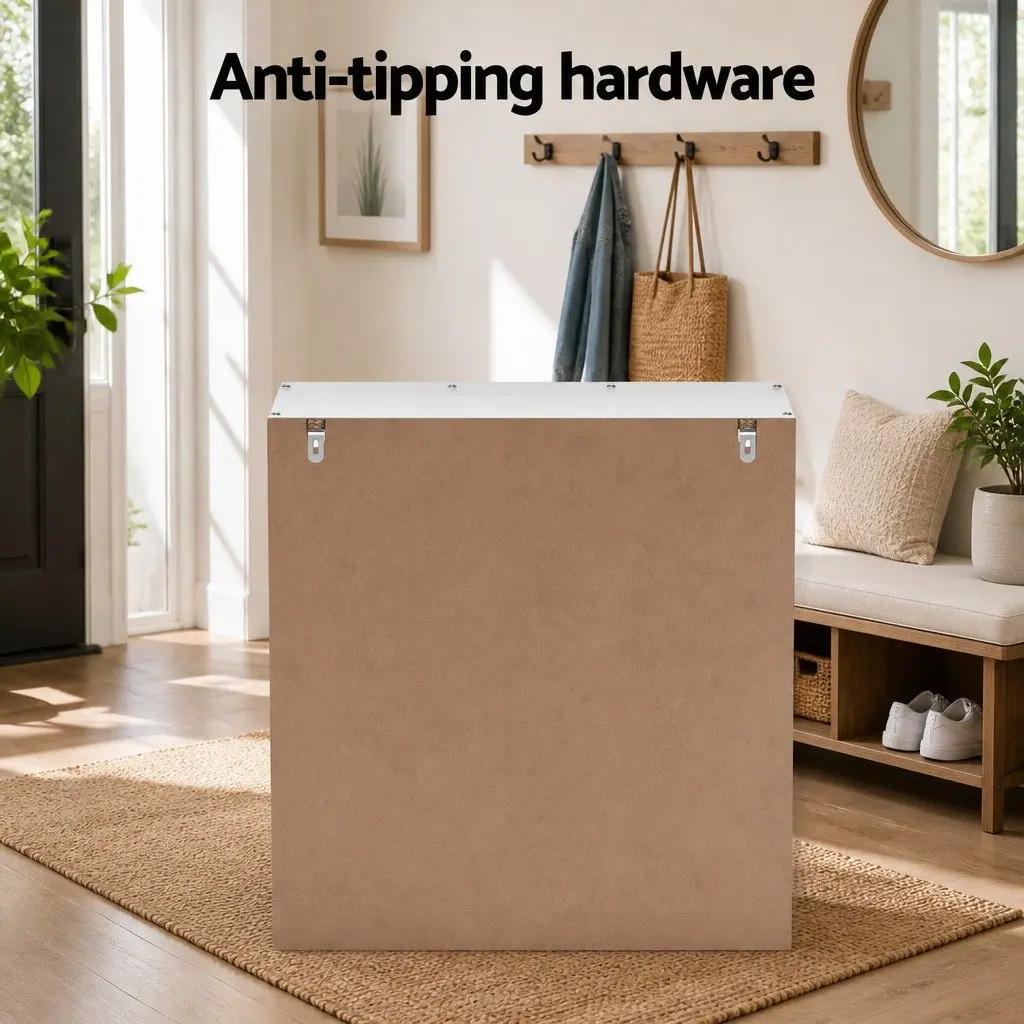 12-Tier Shoe Rack Particleboard 60cm x 33cm x 183cm White Storage Cabinet