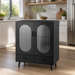 Buffet Sideboard Storage Cabinet Double Doors Black Dining Furniture