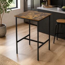 Bar Table Counter Kitchen Dining Desk Pub 60x92cm Vintage Walnut Metal H-Frame