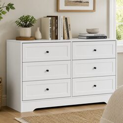 Practical White Chest of Drawers with 6 Drawers for Bedroom Use