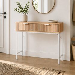 Console Table with 2 Drawers 92cm Pine Hallway Entry Storage Desk