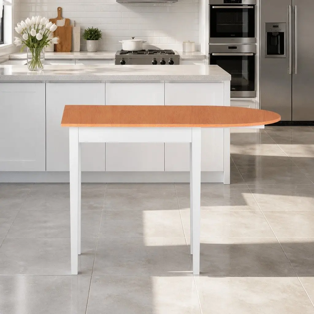 Extendable Dining Table Semi-Circle Top Space-Saving Kitchen Furniture Pine