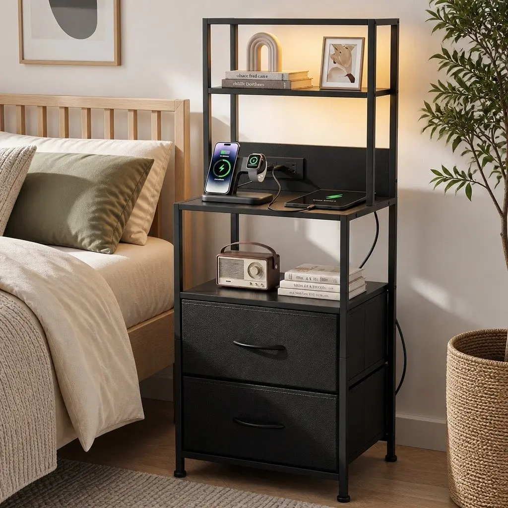 Nightstand with Charging and Storage Options