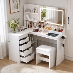 Versatile L-Shaped Vanity for Bedroom and More