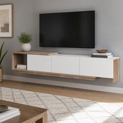 Versatile Oak and White TV Cabinet for Home Use