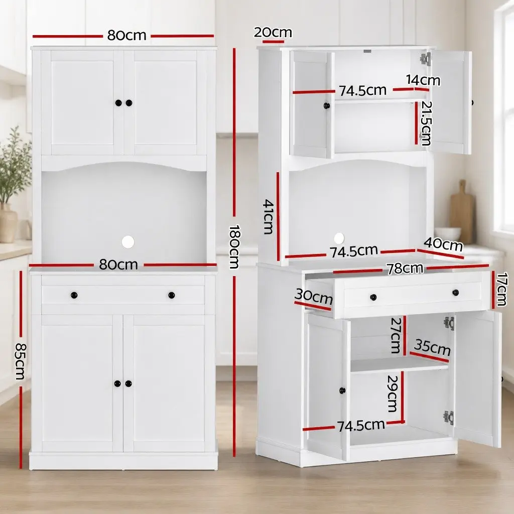 Buffet Sideboard Cabinet Particleboard MDF 180cm High White with Doors Shelves