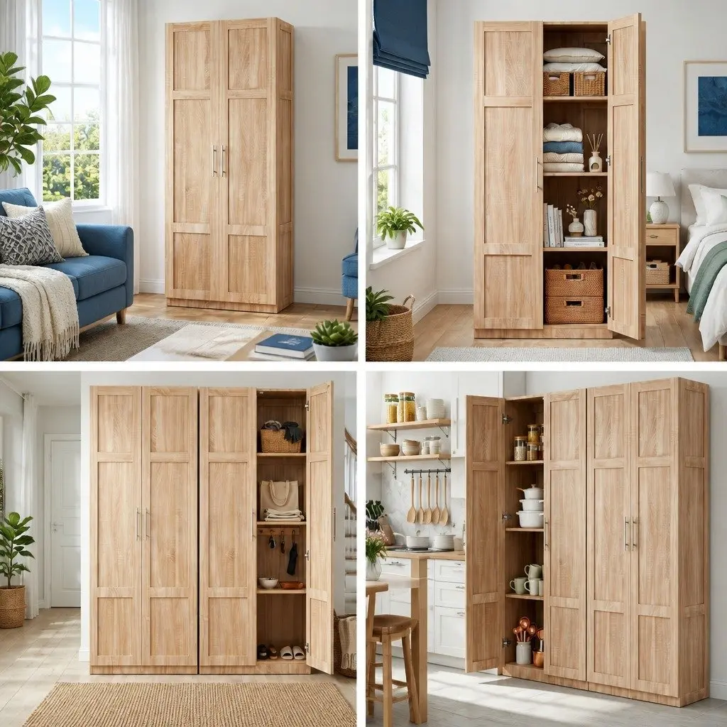2x Buffet Sideboard Cabinet Pine Storage Organiser Kitchen Pantry Hutch