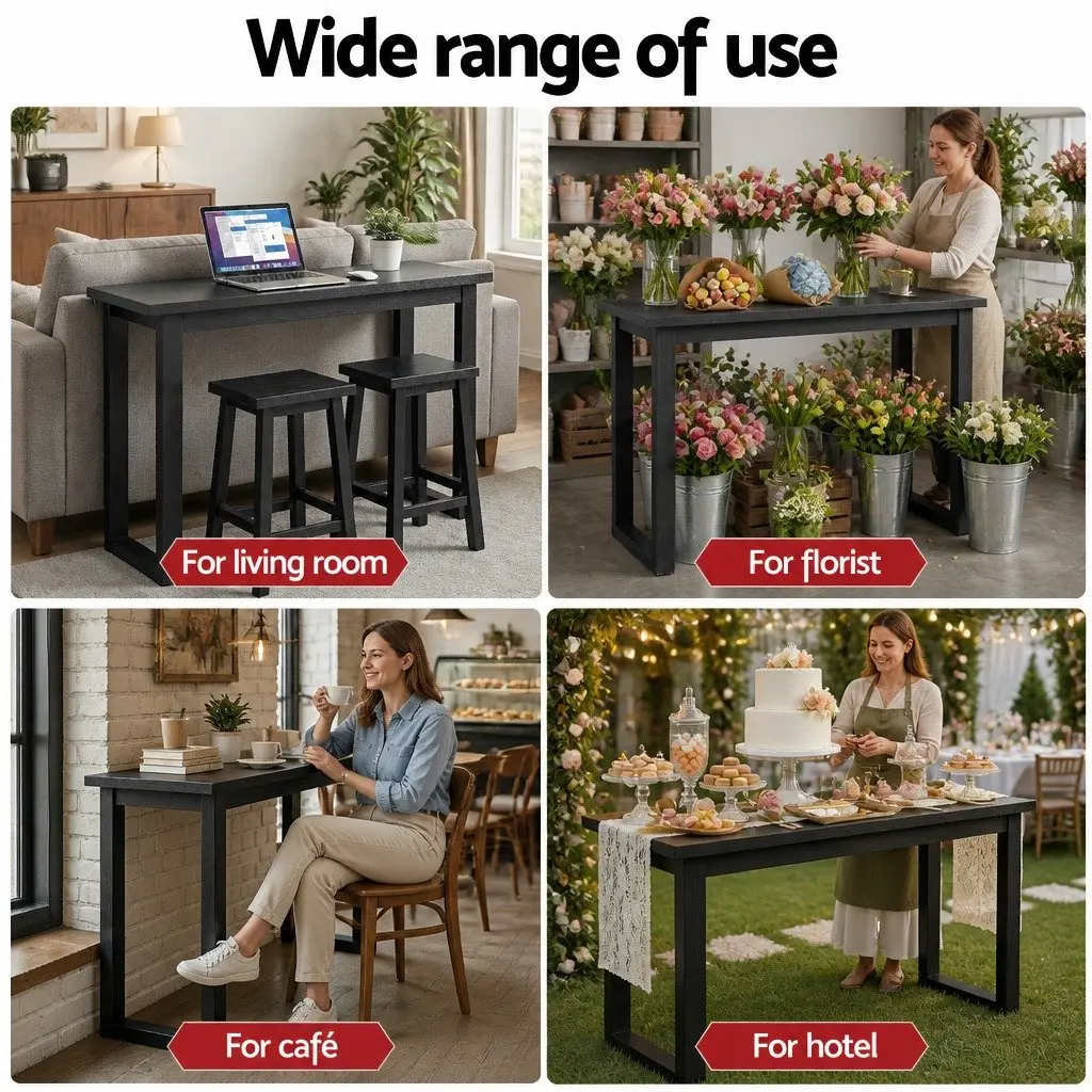 Console Table 110CM Black Minimalist Design Entryway Living Room Storage