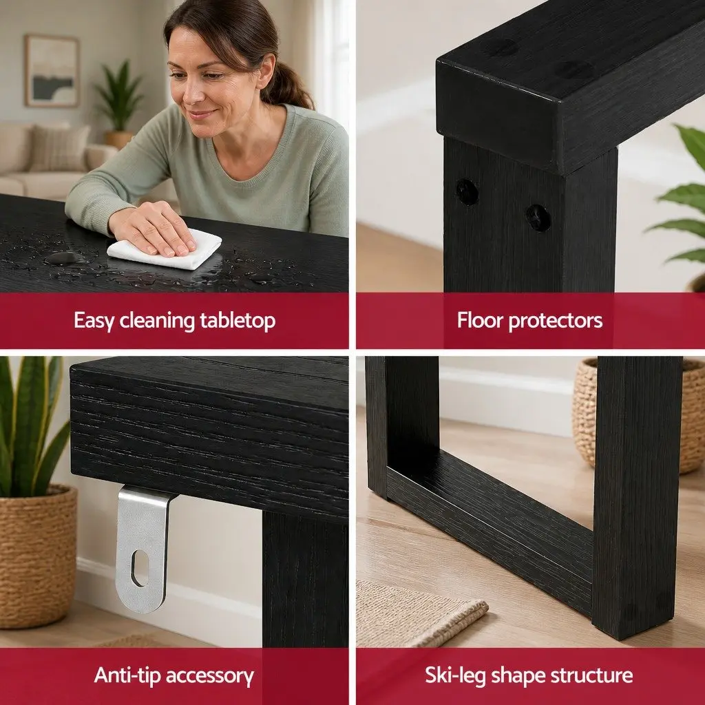 Console Table 110CM Black Minimalist Design Entryway Living Room Storage