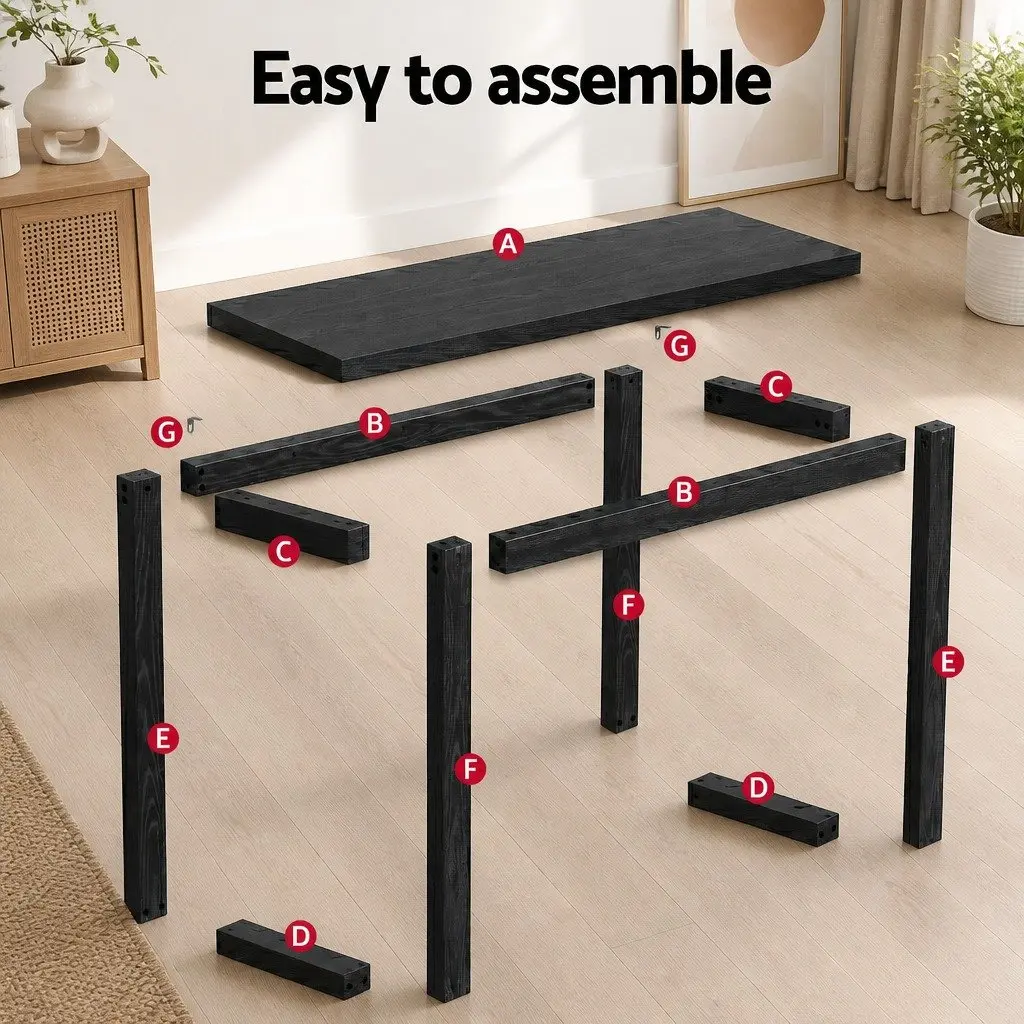 Console Table 110CM Black Minimalist Design Entryway Living Room Storage