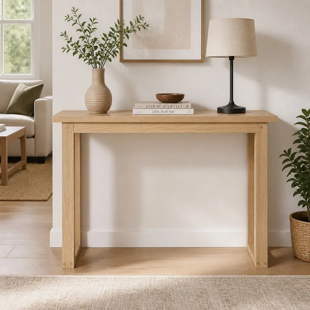 Console Table 110CM Pine Wood Grain Minimalist Design Storage Entryway Hallway
