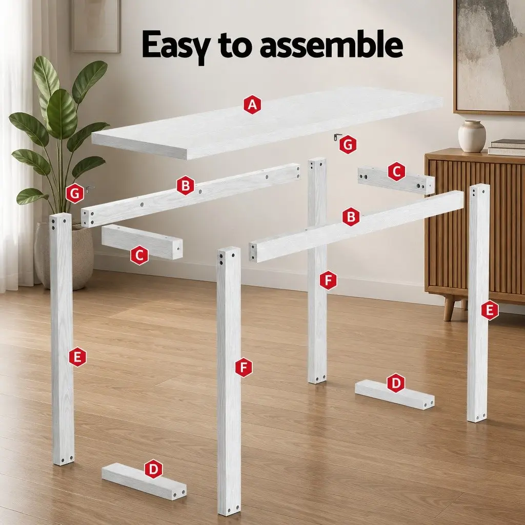 Console Table 110CM White Minimalist Design Entryway Hallway Living Room Storage