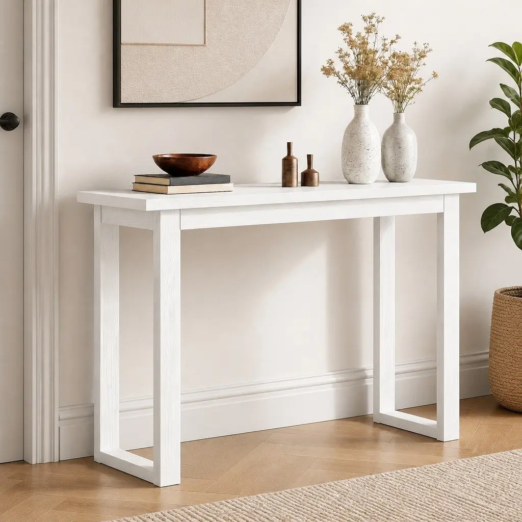 Console Table 110CM White Minimalist Design Entryway Hallway Living Room Storage