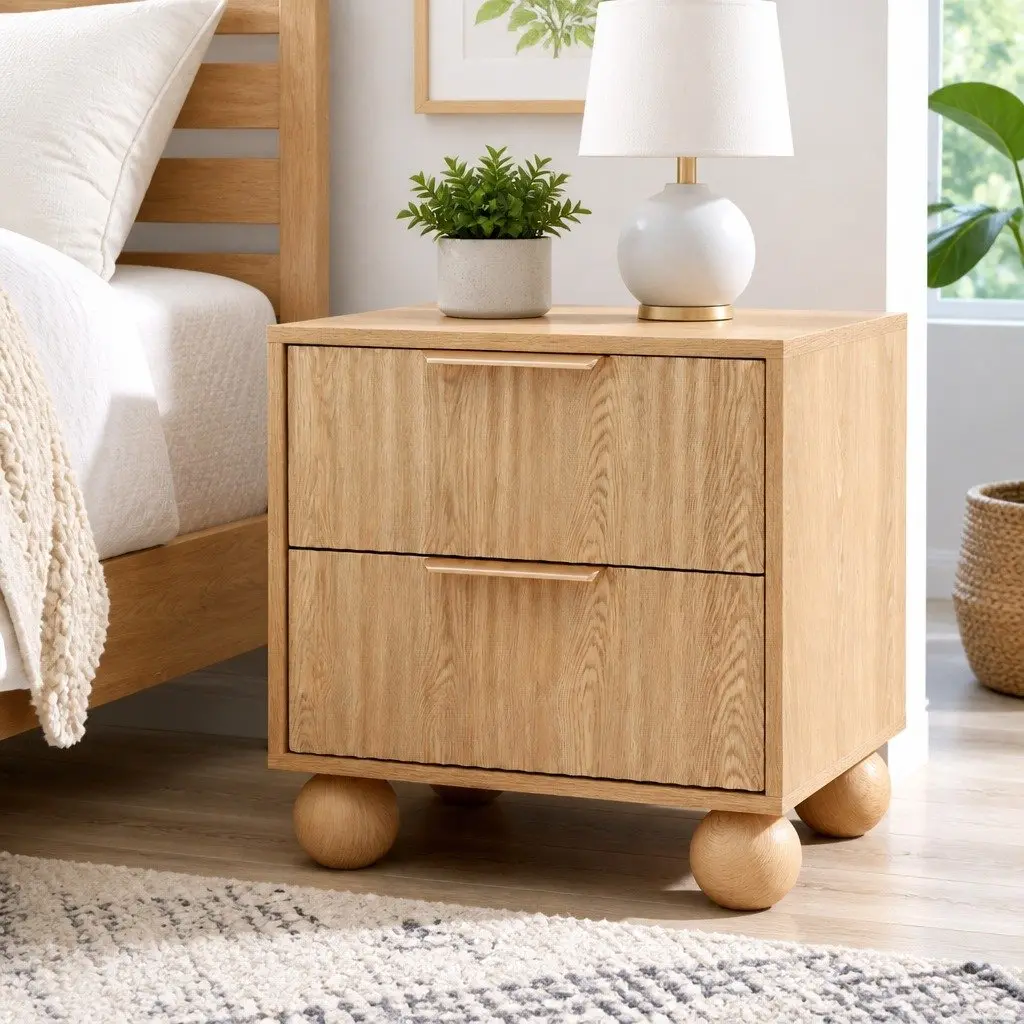 Bedside Table with Two Drawers for Home Use
