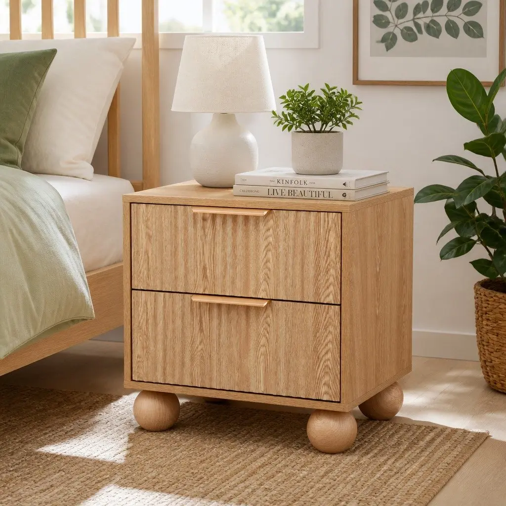 Bedside Table with Two Drawers for Home Use