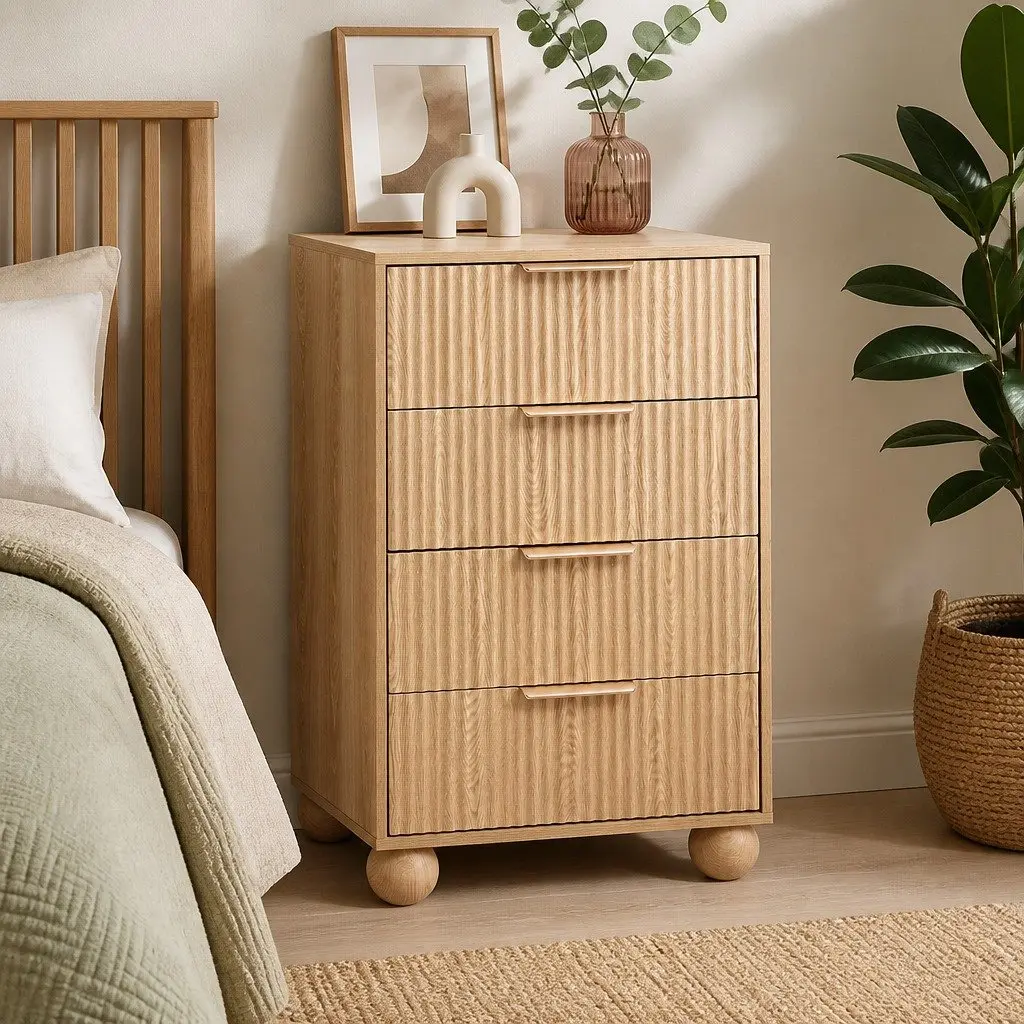 4 Drawer Chest of Drawers Dresser Storage Cabinet Bedroom Tallboy Pine