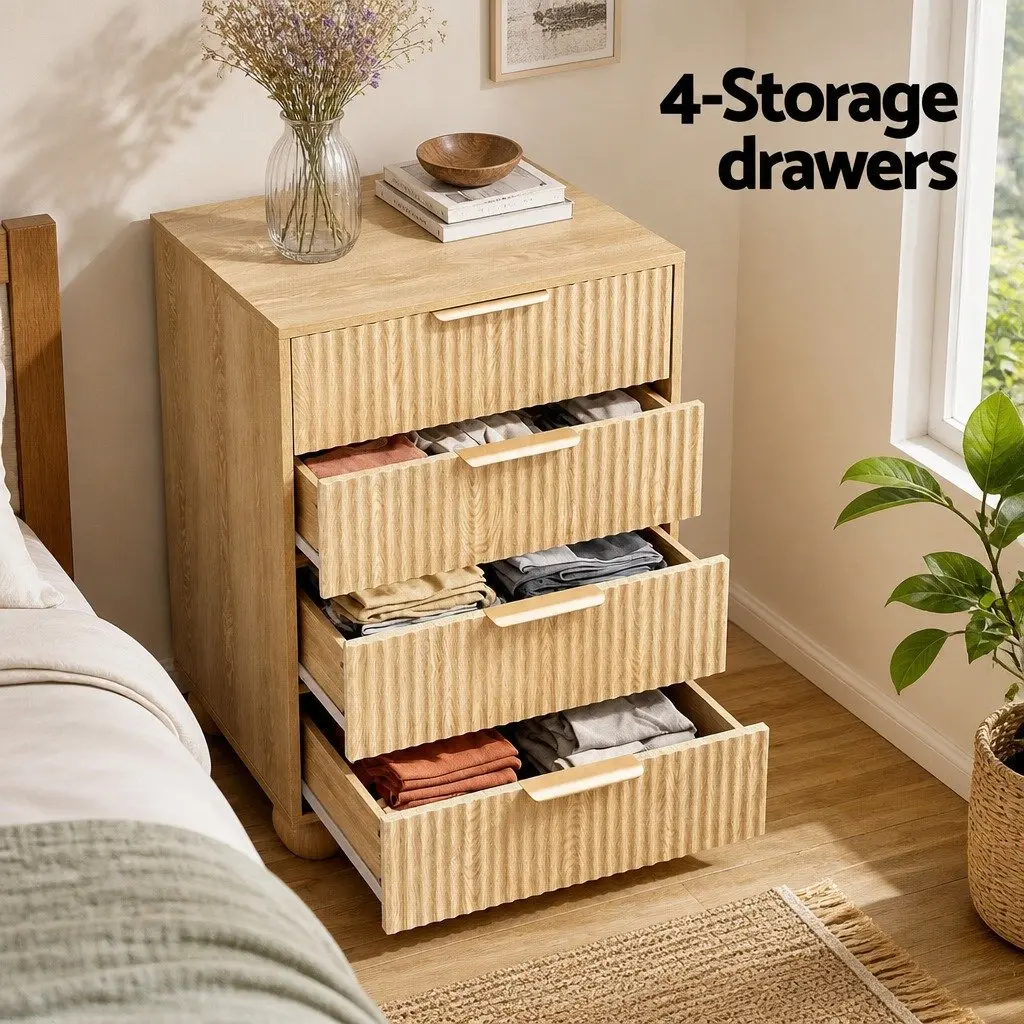 4 Drawer Chest of Drawers Dresser Storage Cabinet Bedroom Tallboy Pine