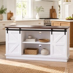 Buffet Sideboard Storage Cabinet Sliding Barn Doors 150cm Living Room White