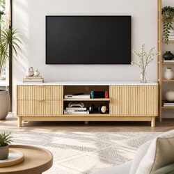 Functional Entertainment Unit with Shelves & Drawers