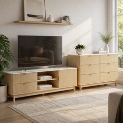 Practical TV and Drawers Storage Set for Living Spaces