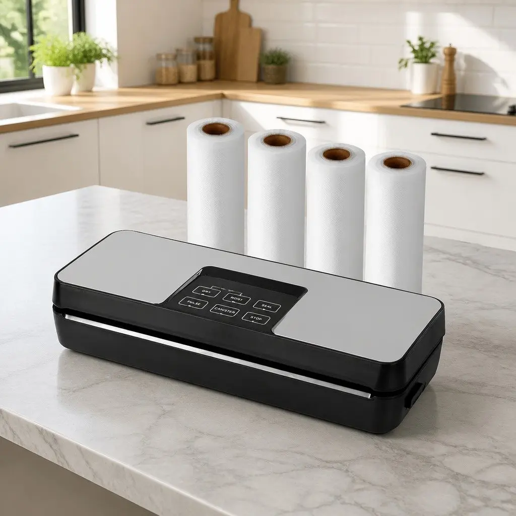 Food Vacuum Sealer Machine Stainless Steel and ABS 370 x 130 x 65mm Silver and Black