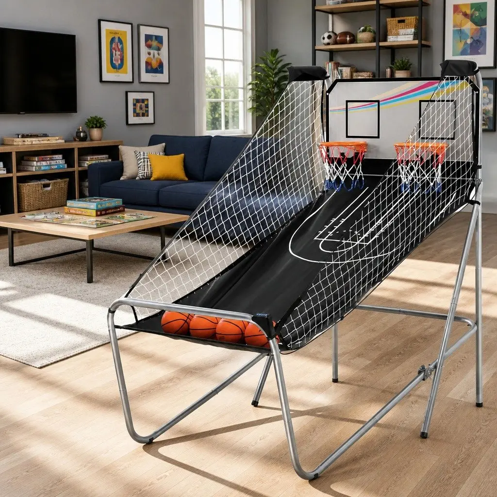 Basketball Shooting Machine Electronic Scorer Steel Tubes 205cm Silver Black