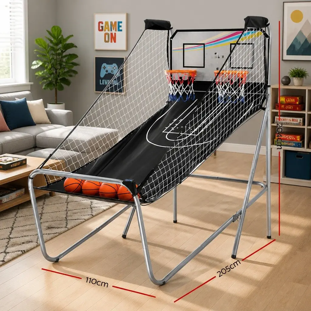 Basketball Shooting Machine Electronic Scorer Steel Tubes 205cm Silver Black