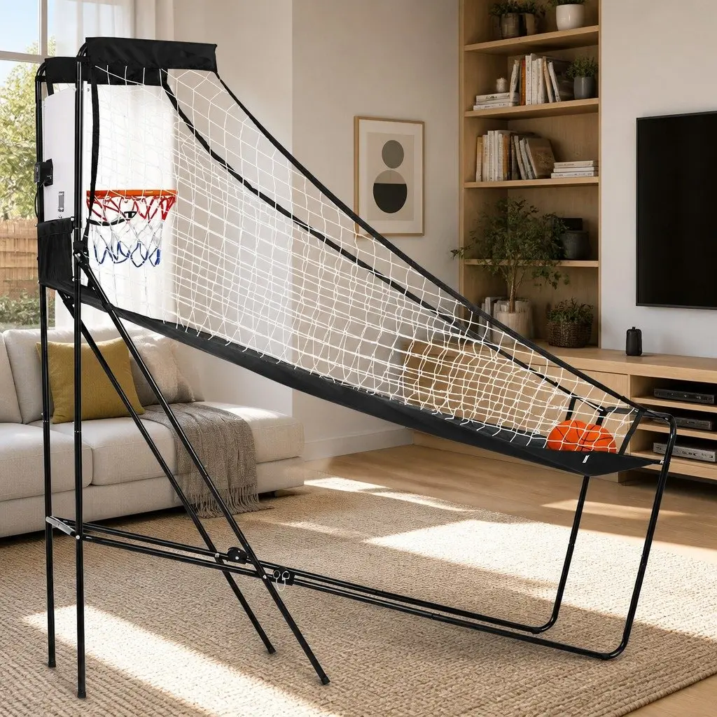 Basketball Shooting Machine Electronic Scorer Steel Frame 205cm Black