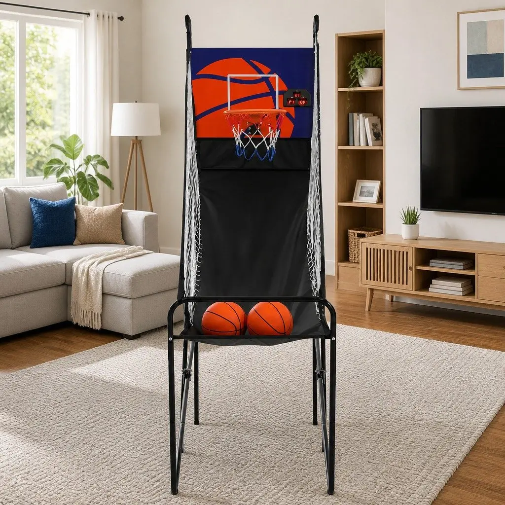 Basketball Shooting Machine Electronic Scorer Steel Frame 205cm Black