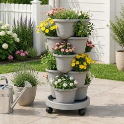 Stackable 5 Tier Vertical Planter for Efficient Gardening
