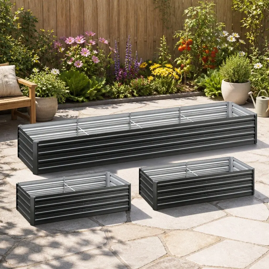 Raised Garden Bed 2-in-1 Kit 45cm Height Galvanised Steel Planter Box Vegetable