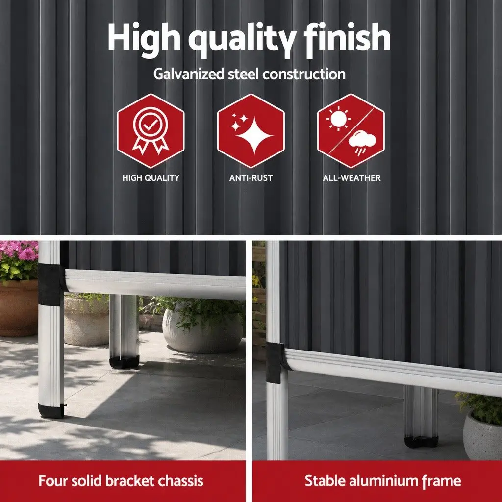 Raised Garden Bed Galvanized Steel Aluminium Frame 80x49x74cm Aluminium Grey Polycarbonate Roof