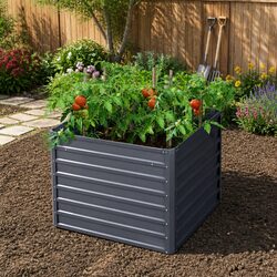 Raised Garden Bed 100x100x77cm Galvanised Steel Planter Box Container Outdoor