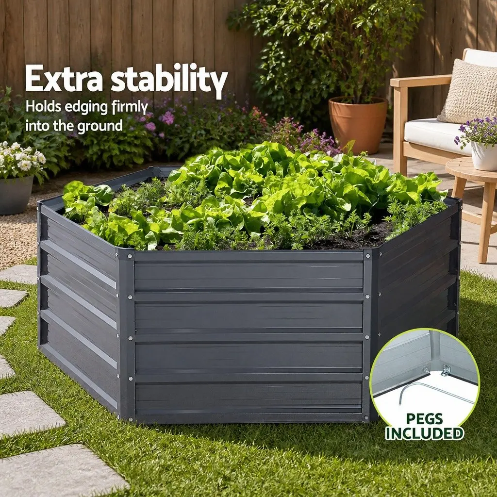 Garden Bed Planter Box Aluminium Grey Galvanised Steel 130x130x46cm Set of 2