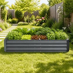 Garden Bed Raised Planter Box 210x90cm Galvanised Steel Container Herb
