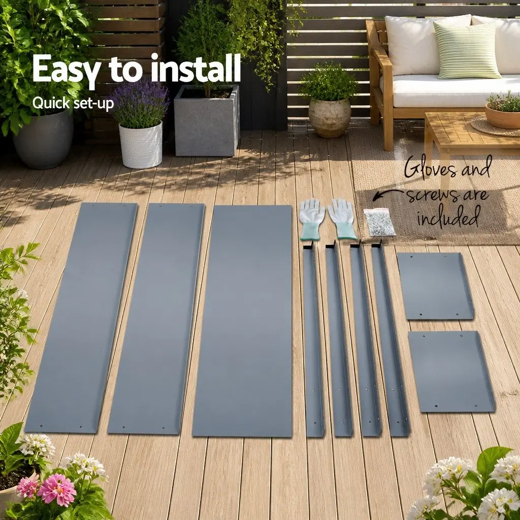 Garden Bed Planter Box Galvanised Steel 100x80x30cm Aluminium Grey