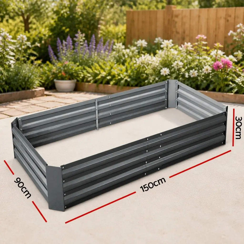 Raised Garden Bed 150x90cm Planter Box Container Galvanised Steel Vegetable Herb