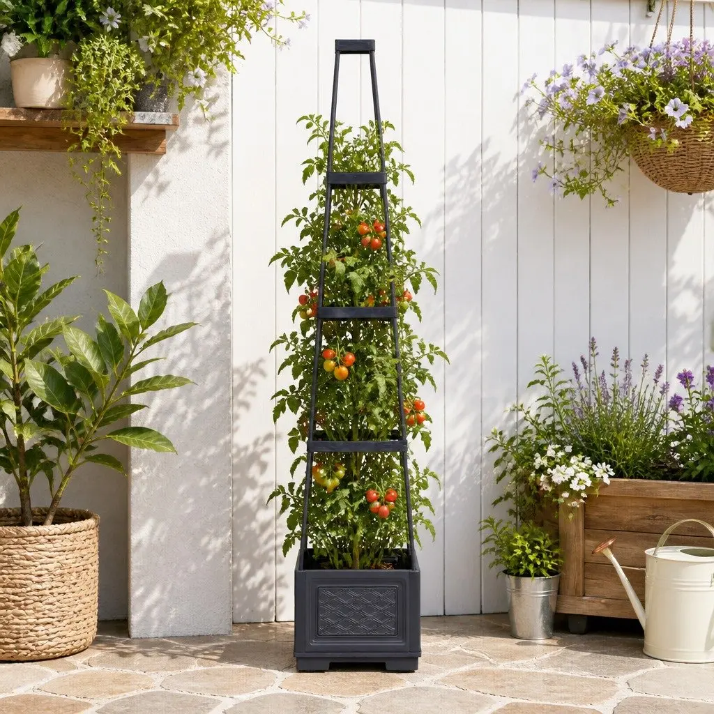 Self Watering Vertical Planter Tower 4 Layer 140cm Trellis Modular Garden Bed
