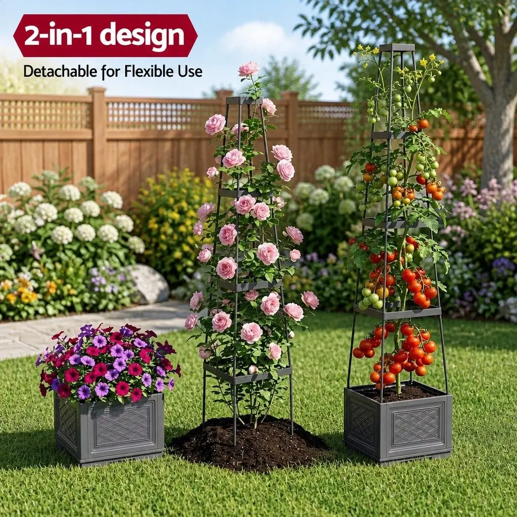 Self Watering Vertical Planter Tower 4 Layer 140cm Trellis Modular Garden Bed