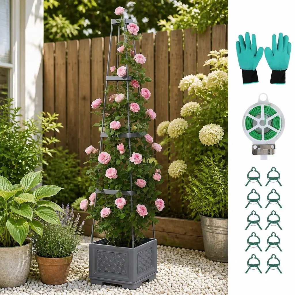 Self Watering Vertical Planter Tower 4 Layer 140cm Trellis Modular Garden Bed