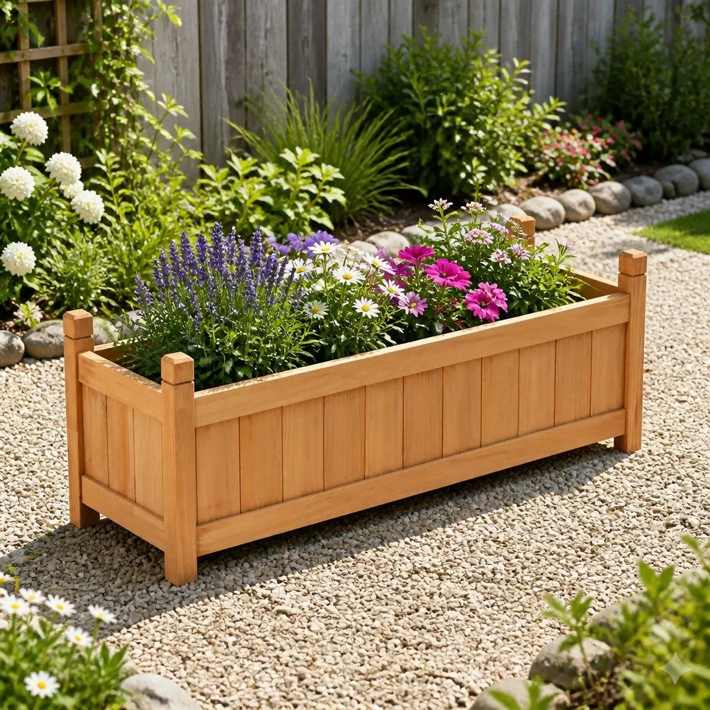 Wooden Garden Bed Raised Planter Box 90x30x33cm Outdoor Vegetable Flower