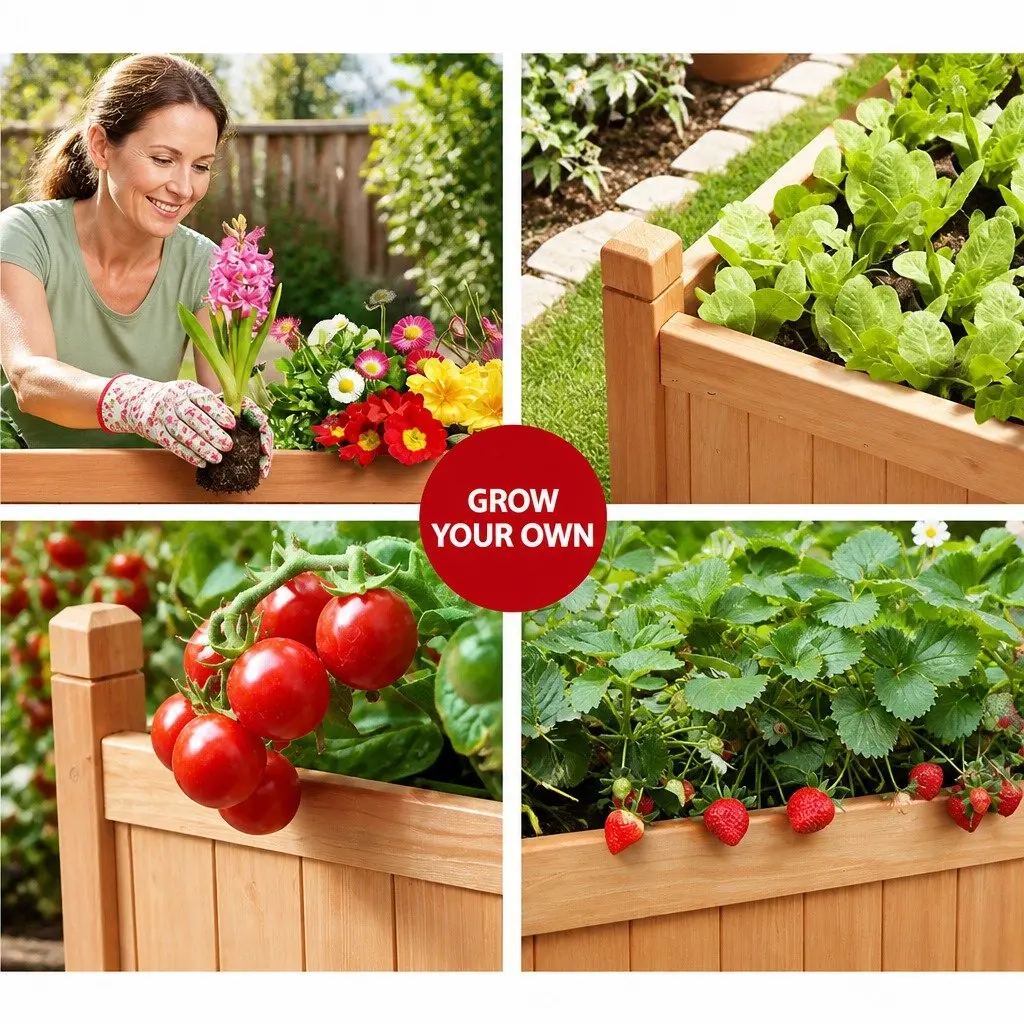 Wooden Raised Garden Bed Planter Box Fir Wood 90x30x33cm Brown