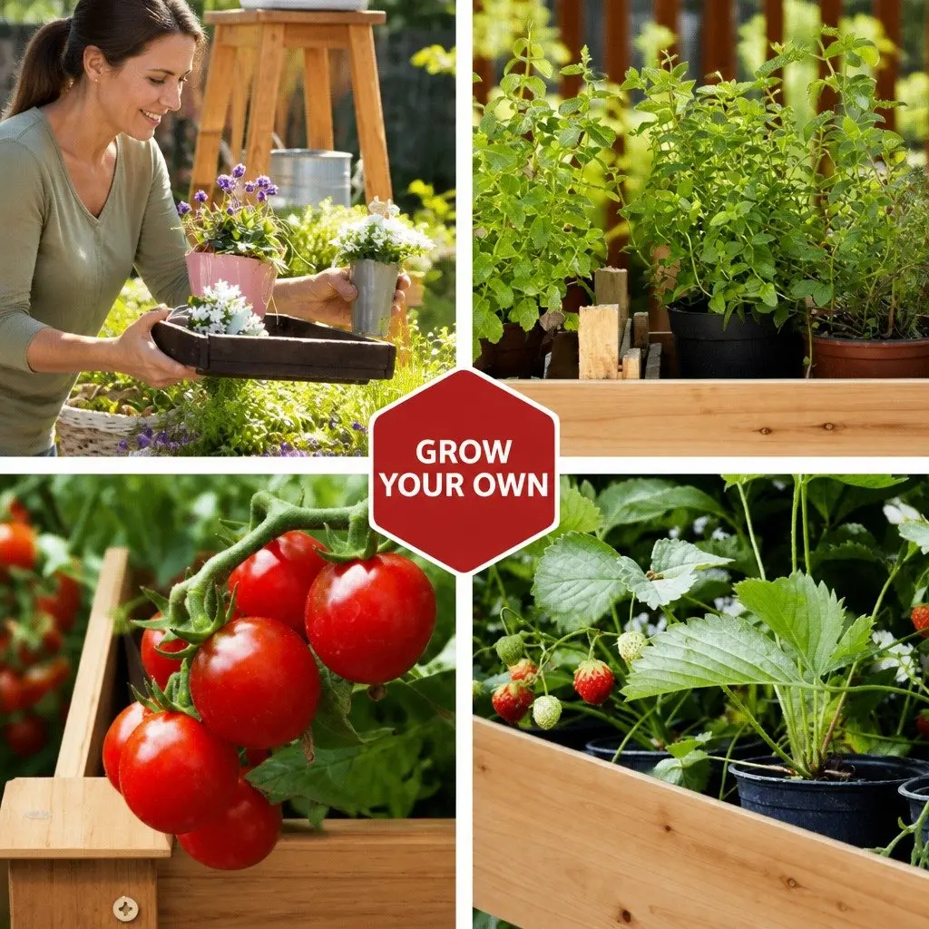 Raised Garden Bed Wooden Planter Box 120x60x80cm Natural