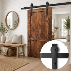 Sliding Barn Door Hardware Track Set 3m Black Steel Rail Rollers Floor Guide