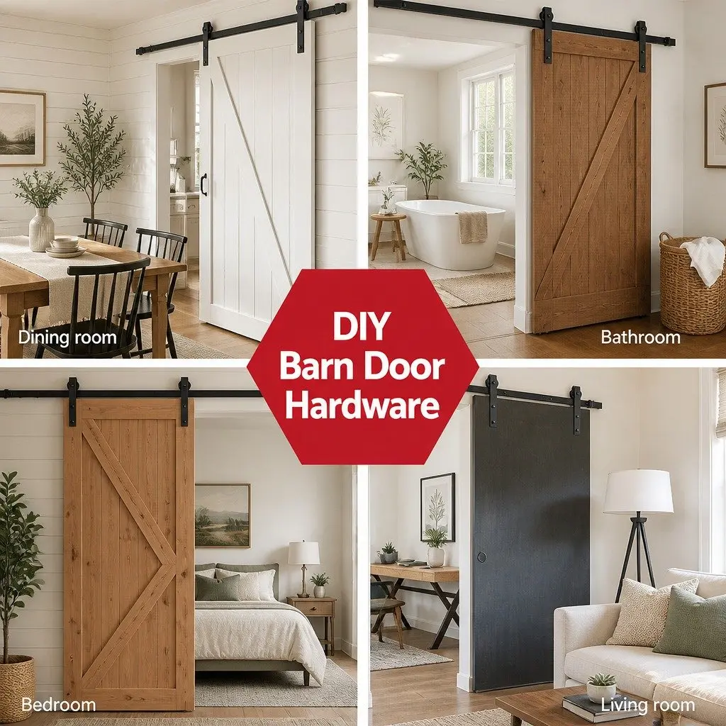 Sliding Door Hardware Set Black Steel 3m Track with Rollers and Floor Guide