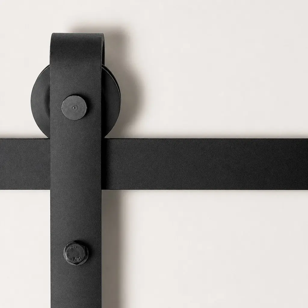 Sliding Barn Door Hardware Track Set 4M Black Steel Roller Kit with Floor Guide