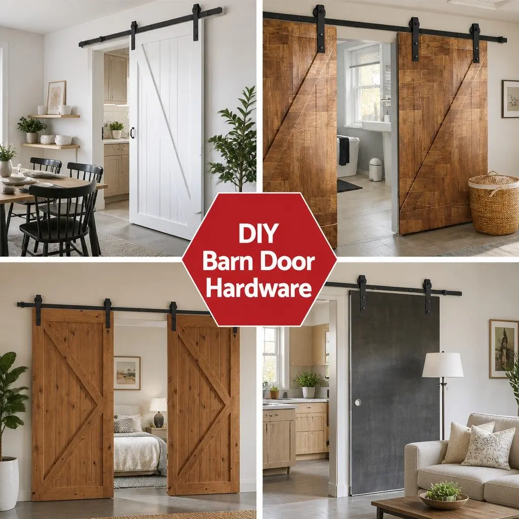 Sliding Door Hardware Kit Black Steel 4M with Rollers Floor Guide for Timber or Hollow Core Door Installation
