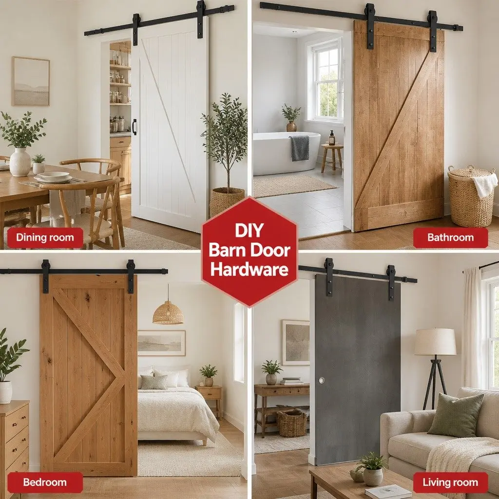 Sliding Barn Door Hardware Track Set Black Steel 2m Interior