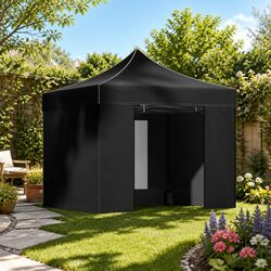 Pop Up Gazebo Tent 3x3m Folding Marquee Outdoor Canopy Shelter Black