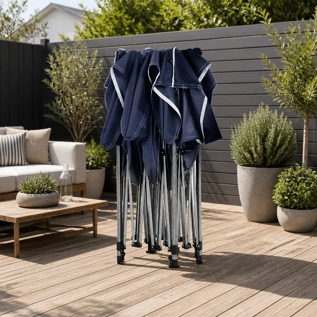 Pop Up Gazebo 3x3m Folding Tent Canopy Steel Frame Black